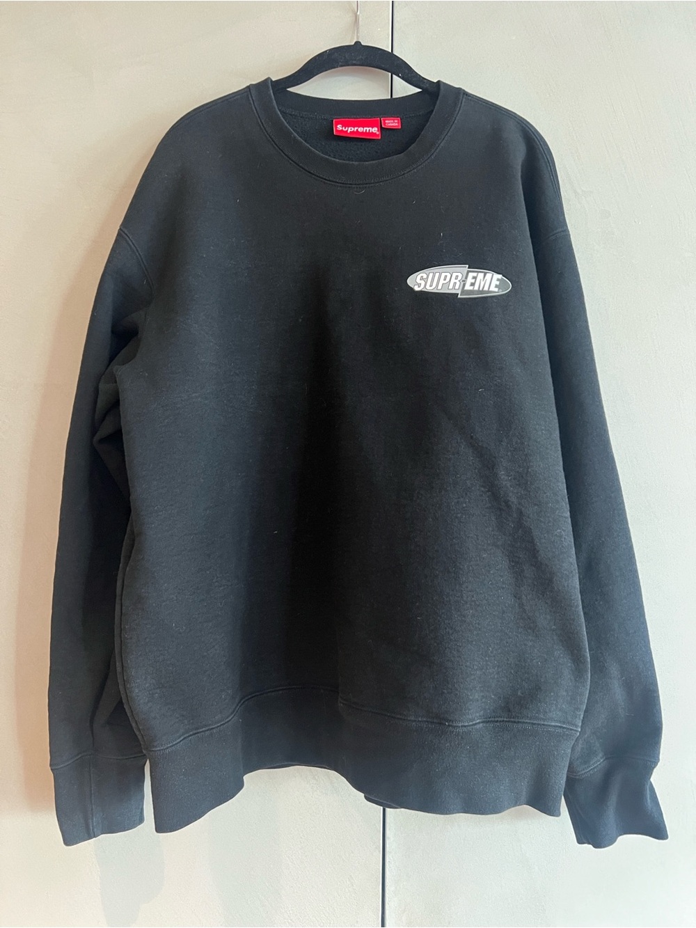 Supreme Black Crewneck with White Oval Logo